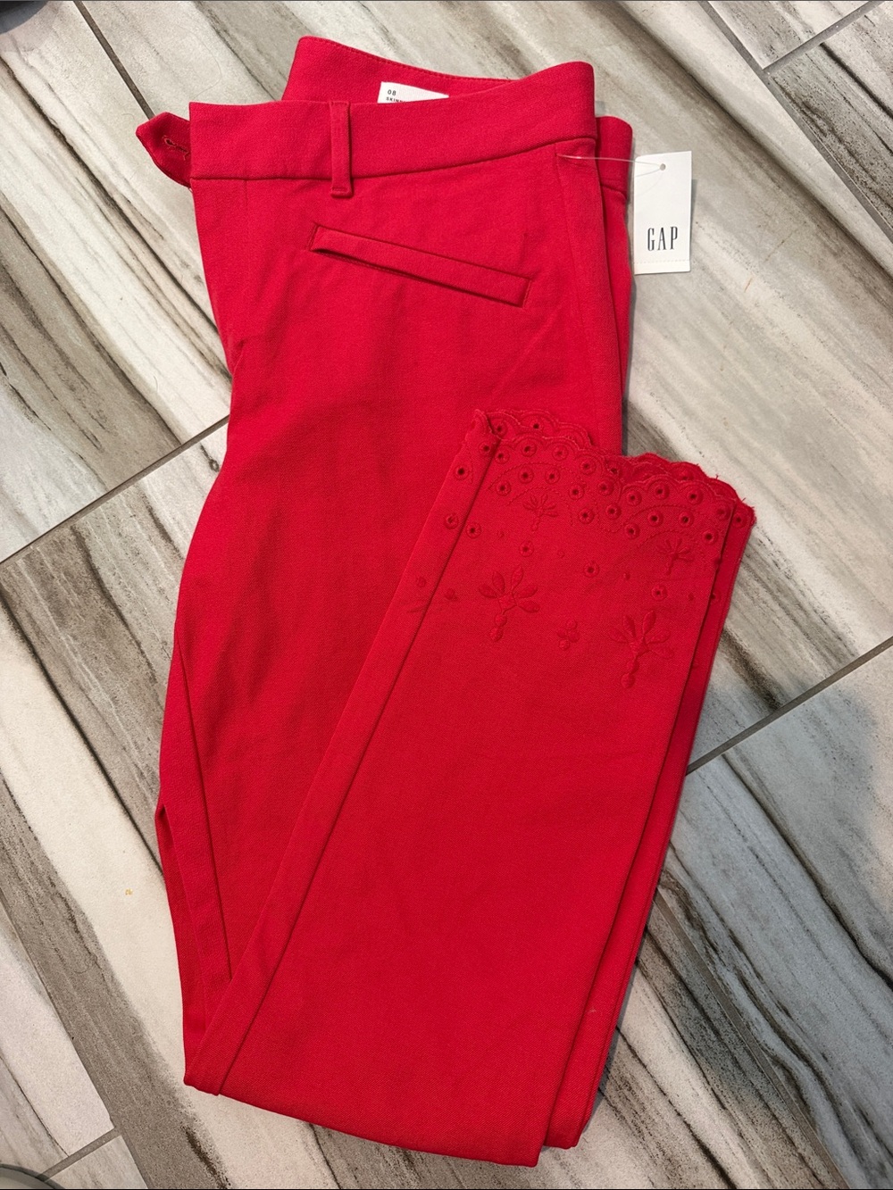 GAP for Good Bright Red Ponte Skinny Ankle Pants, Sz 8